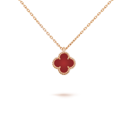 ¡®Aura Jewels¡¯CLOVER MINI 9.5MM WHITE CARNELIANS NECKLACE