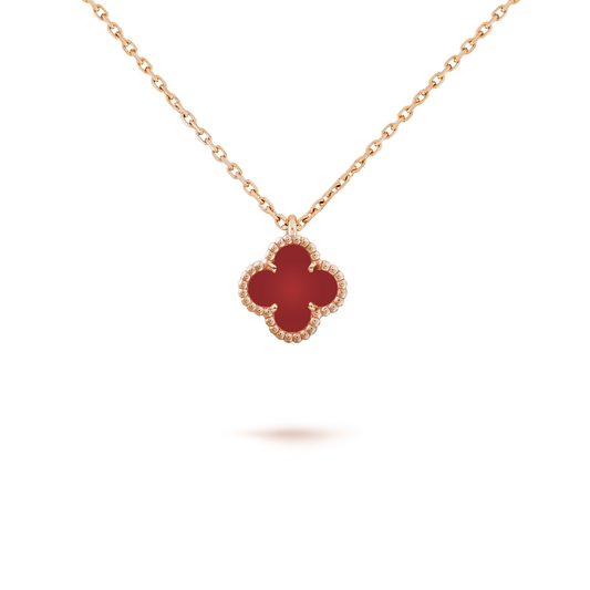 ¡®Aura Jewels¡¯CLOVER MINI 9.5MM WHITE CARNELIANS NECKLACE