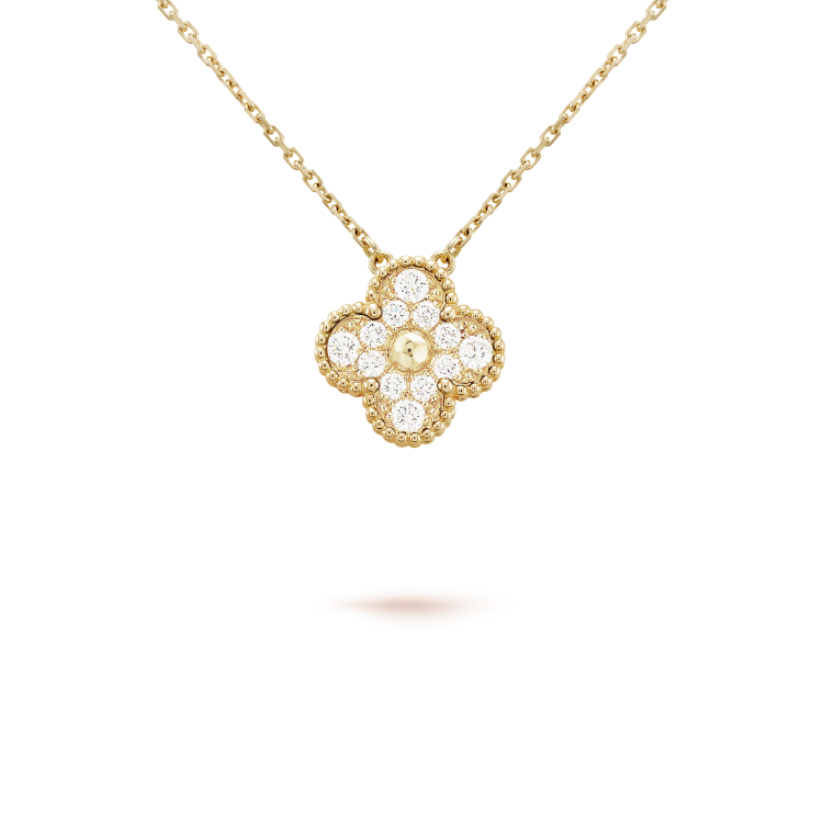 ¡®Aura Jewels¡¯CLOVER 15MM DIAMOND SINGLE FLOWER NECKLACE