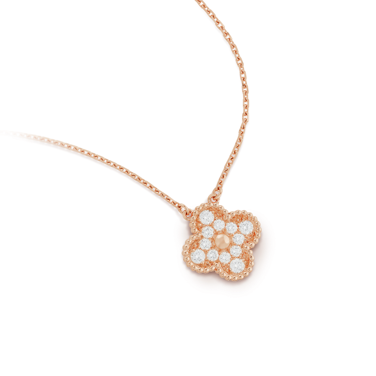 ¡®Aura Jewels¡¯CLOVER 15MM DIAMOND SINGLE FLOWER NECKLACE