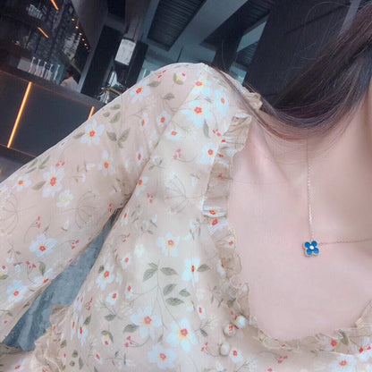 ¡®Aura Jewels¡¯CLOVER 15MM DIAMOND AND BLUE AGATE NECKLACE
