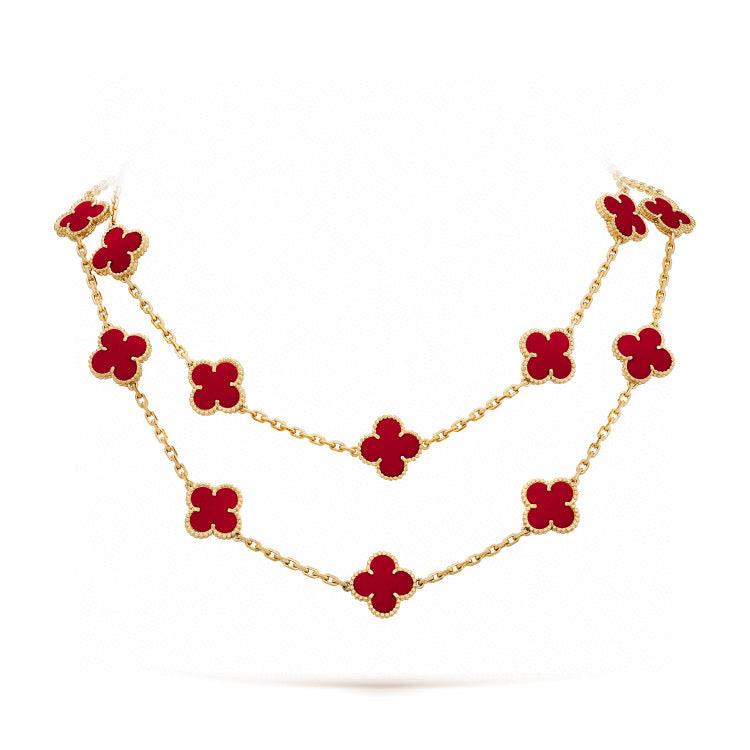 ¡®Aura Jewels¡¯CLOVER 20 MOTIFS CARNELIAN NECKLACE