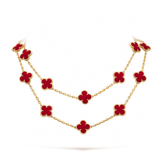 ¡®Aura Jewels¡¯CLOVER 20 MOTIFS CARNELIAN NECKLACE