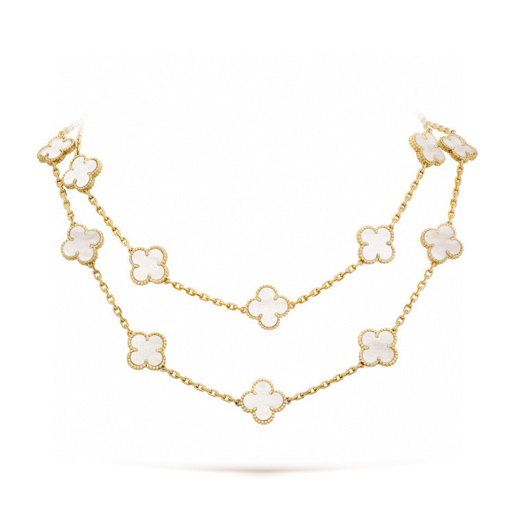 ¡®Aura Jewels¡¯CLOVER 20 MOTIFS WHITE MOP NECKLACE