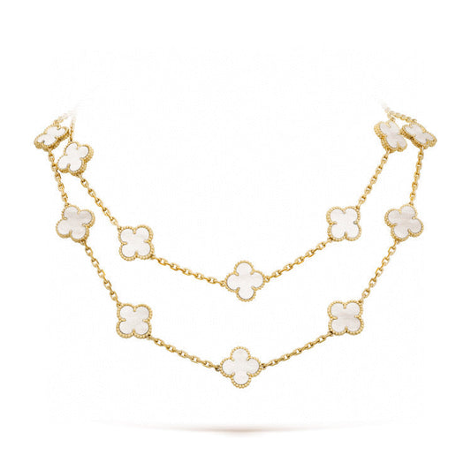 ¡®Aura Jewels¡¯CLOVER 20 MOTIFS WHITE MOP NECKLACE