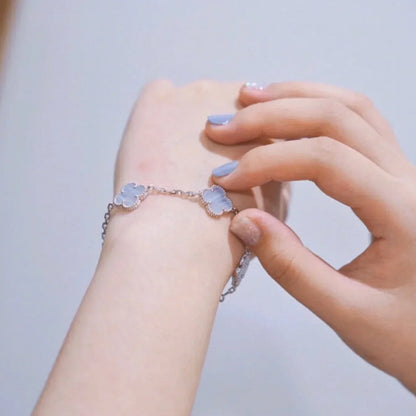 [Aura Jewels]New  CLOVER 5 MOTIF PURPLE CHALCEDONY BRACELET COLLECTION