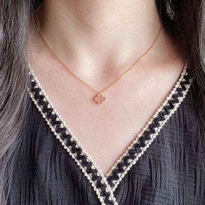 ¡®Aura Jewels¡¯CLOVER 15MM PINK MOTHER-OF-PEARL SINGLE FLOWER NECKLACE