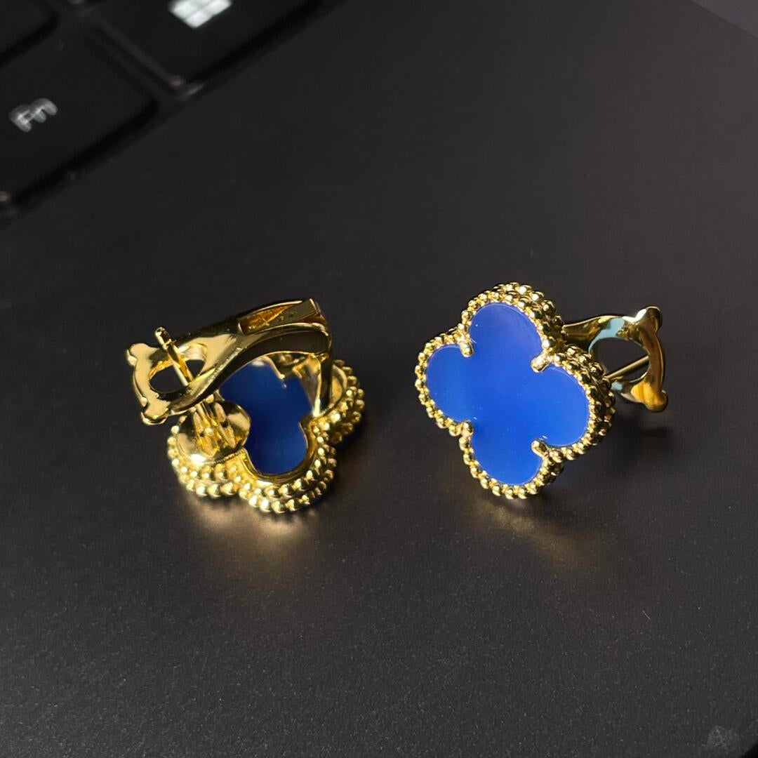 [Aura Jewels] CLOVER LARGE (20mm) 1 MOTIFS BLUE MOP STUD EARRINGS