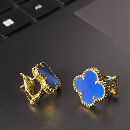 [Aura Jewels] CLOVER LARGE (20mm) 1 MOTIFS BLUE MOP STUD EARRINGS