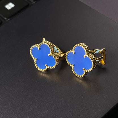 [Aura Jewels] CLOVER LARGE (20mm) 1 MOTIFS BLUE MOP STUD EARRINGS