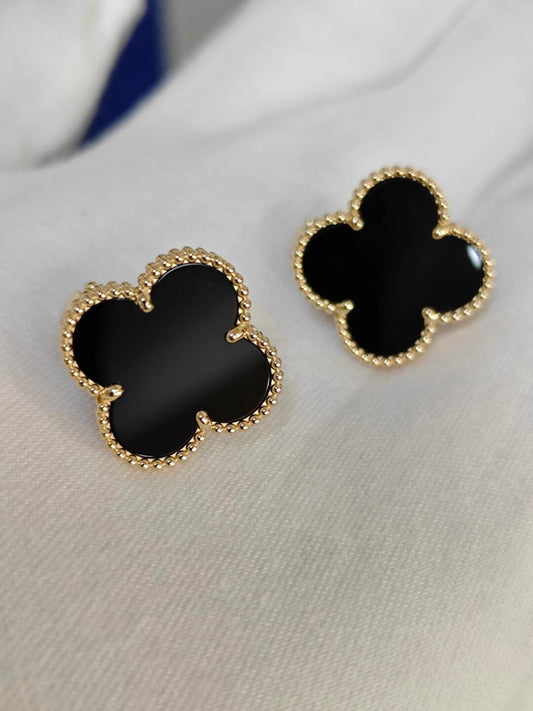 [Aura Jewels] CLOVER 20MM BLACK MOP EARRINGS