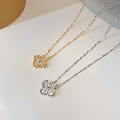 ¡®Aura Jewels¡¯CLOVER 15MM DIAMOND SINGLE FLOWER NECKLACE
