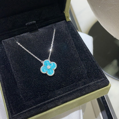 ¡®Aura Jewels¡¯CLOVER 15MM DIAMOND SVRES PORCELAIN  NECKLACE SILVER