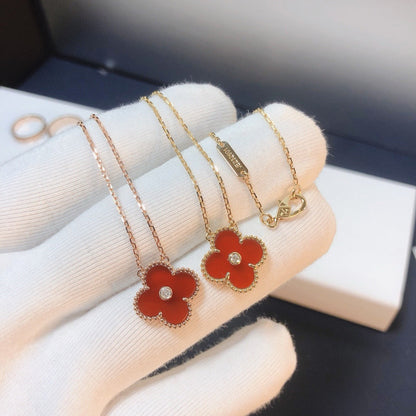 ¡®Aura Jewels¡¯CLOVER 15MM DIAMOND CARNELIAN NECKLACE