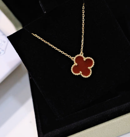 ¡®Aura Jewels¡¯CLOVER 15MM CARNELIAN SINGLE FLOWER NECKLACE