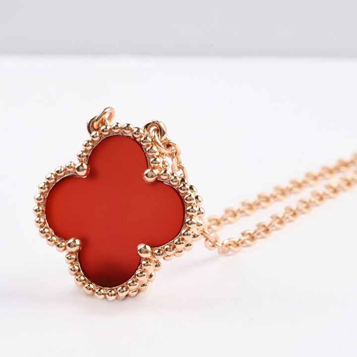 ¡®Aura Jewels¡¯CLOVER 15MM CARNELIAN SINGLE FLOWER NECKLACE