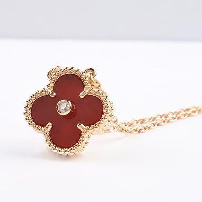 ¡®Aura Jewels¡¯CLOVER 15MM DIAMOND CARNELIAN NECKLACE