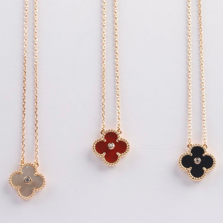 ¡®Aura Jewels¡¯CLOVER 15MM DIAMOND CARNELIAN NECKLACE