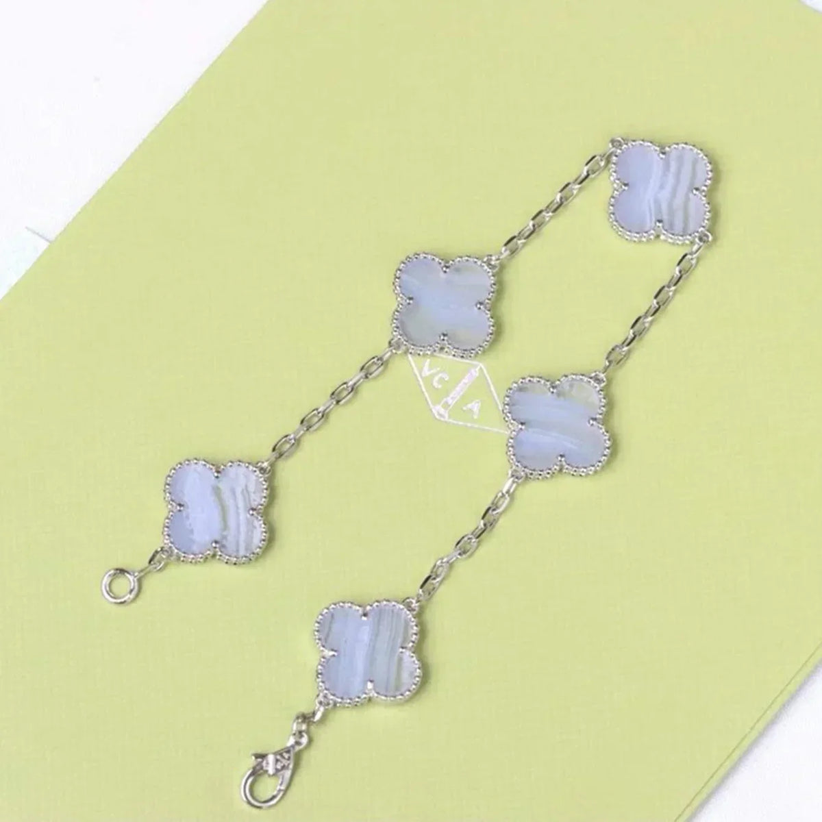 [Aura Jewels]New  CLOVER 5 MOTIF PURPLE CHALCEDONY BRACELET COLLECTION