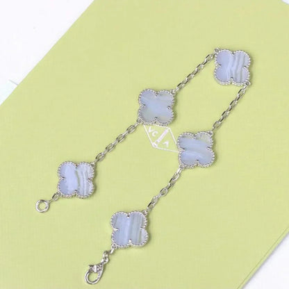 [Aura Jewels]New  CLOVER 5 MOTIF PURPLE CHALCEDONY BRACELET COLLECTION
