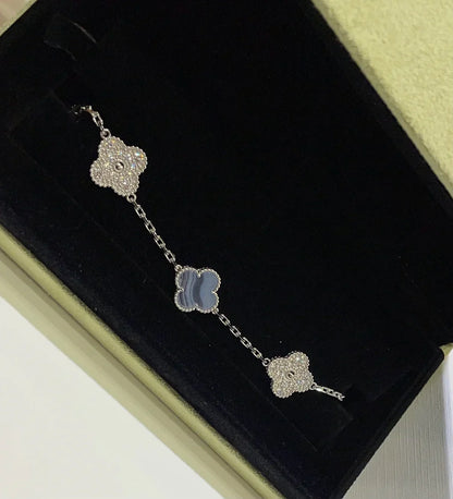 [Aura Jewels]New  CLOVER 5 MOTIF PURPLE CHALCEDONY BRACELET COLLECTION