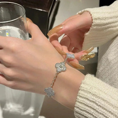 [Aura Jewels]New  CLOVER 5 MOTIF PURPLE CHALCEDONY BRACELET COLLECTION