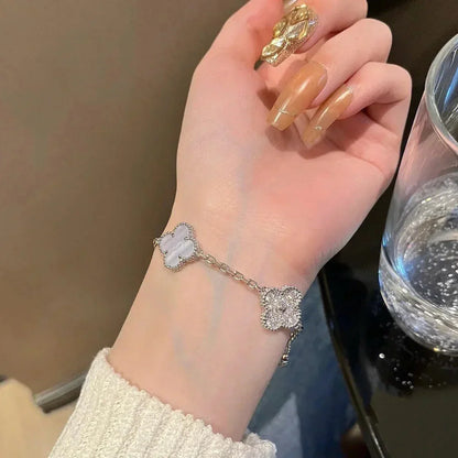 [Aura Jewels]New  CLOVER 5 MOTIF PURPLE CHALCEDONY BRACELET COLLECTION