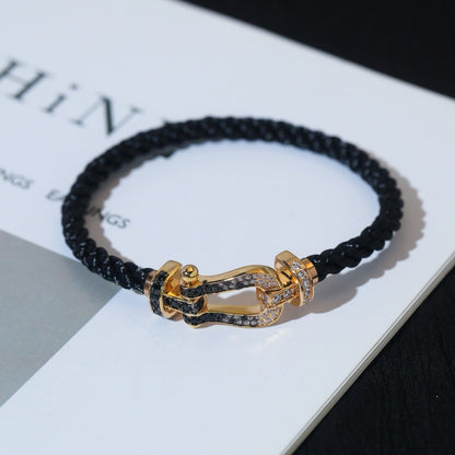 ¡®Aura Jewels¡¯FORCE LARGE HORSESHOE BLACK WHITE DIAMOND BRACELET ROSE GOLD