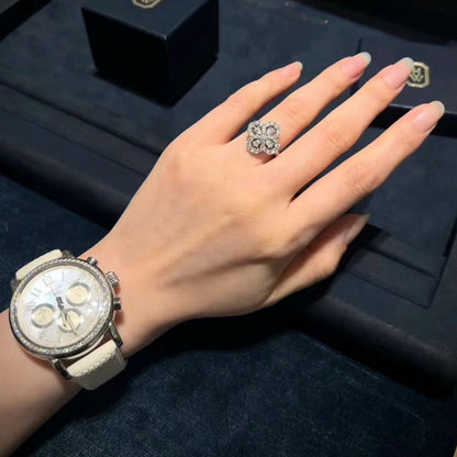 ¡®Aura Jewels¡¯LOOP RING FULL MOTIF DIAMOND 16MM SILVE
