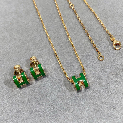 ¡®Aura Jewels¡¯POP H GREEN NECKLACE SILVER AND GOLD