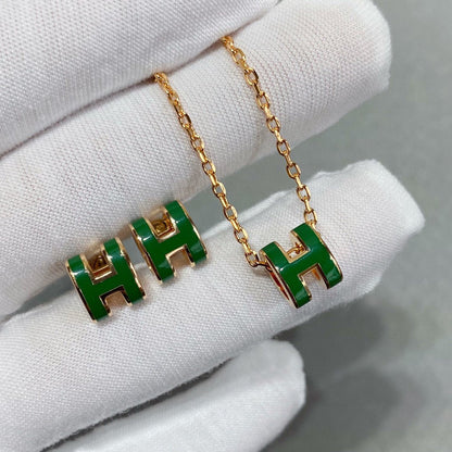 ¡®Aura Jewels¡¯POP H GREEN NECKLACE SILVER AND GOLD