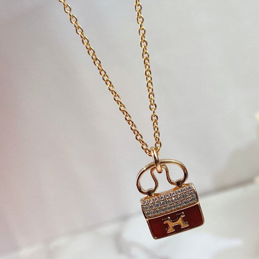 ¡®Aura Jewels¡¯CONSTANCE RED PEDANT PINK GOLD NECKLACE