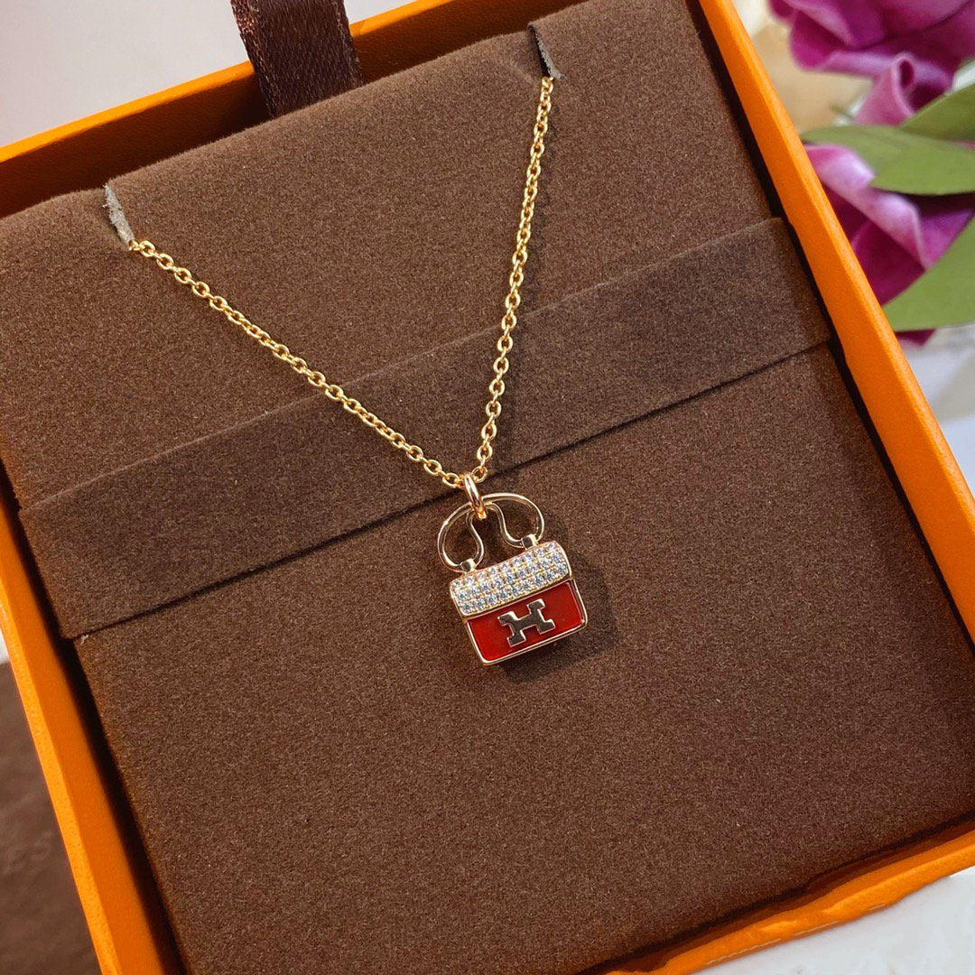 ¡®Aura Jewels¡¯CONSTANCE RED PEDANT PINK GOLD NECKLACE