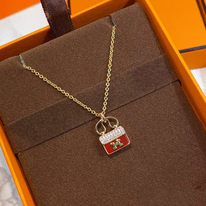 ¡®Aura Jewels¡¯CONSTANCE RED PEDANT PINK GOLD NECKLACE