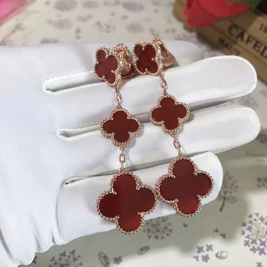 ¡®Aura Jewels¡¯CLOVER 3 MOTIF CARNELIAN DROP EARRINGS