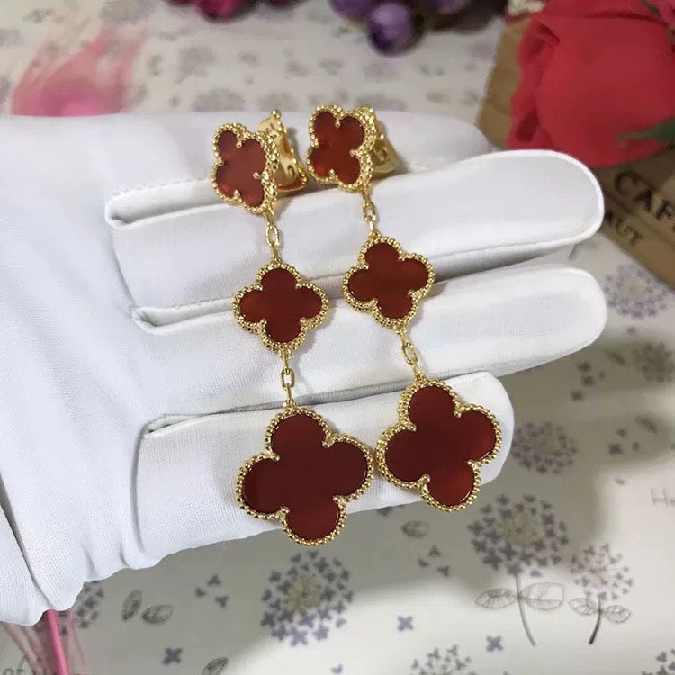 ¡®Aura Jewels¡¯CLOVER 3 MOTIF CARNELIAN DROP EARRINGS