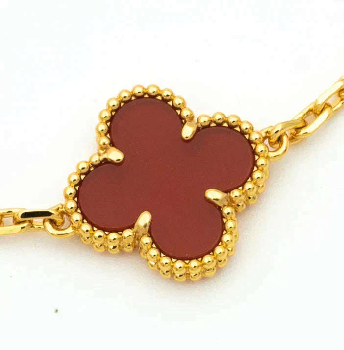 [Aura Jewels]New  CLOVER 5 MOTIF RED CORNELIAN BRACELET COLLECTION