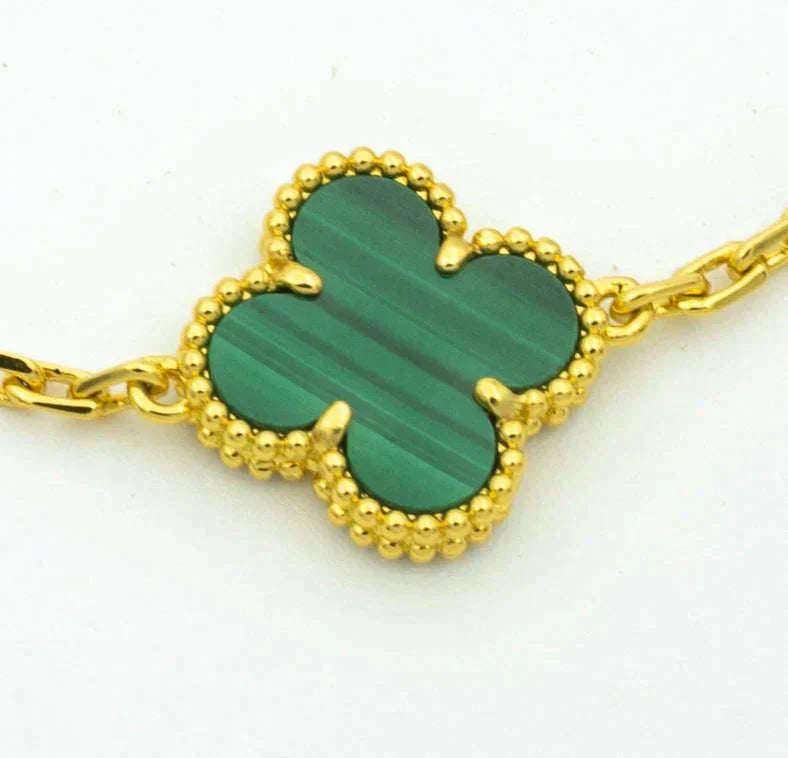 [Aura Jewels]New  CLOVER 5 MOTIF MALACHITE BRACELET COLLECTION