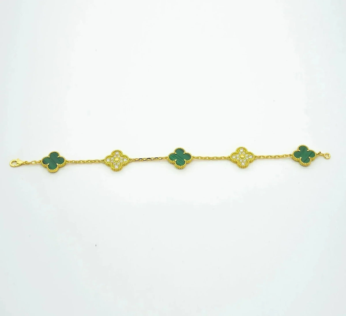 [Aura Jewels]New  CLOVER 5 MOTIF MALACHITE BRACELET COLLECTION