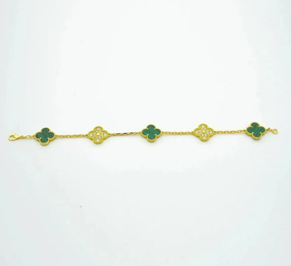 [Aura Jewels]New  CLOVER 5 MOTIF MALACHITE BRACELET COLLECTION