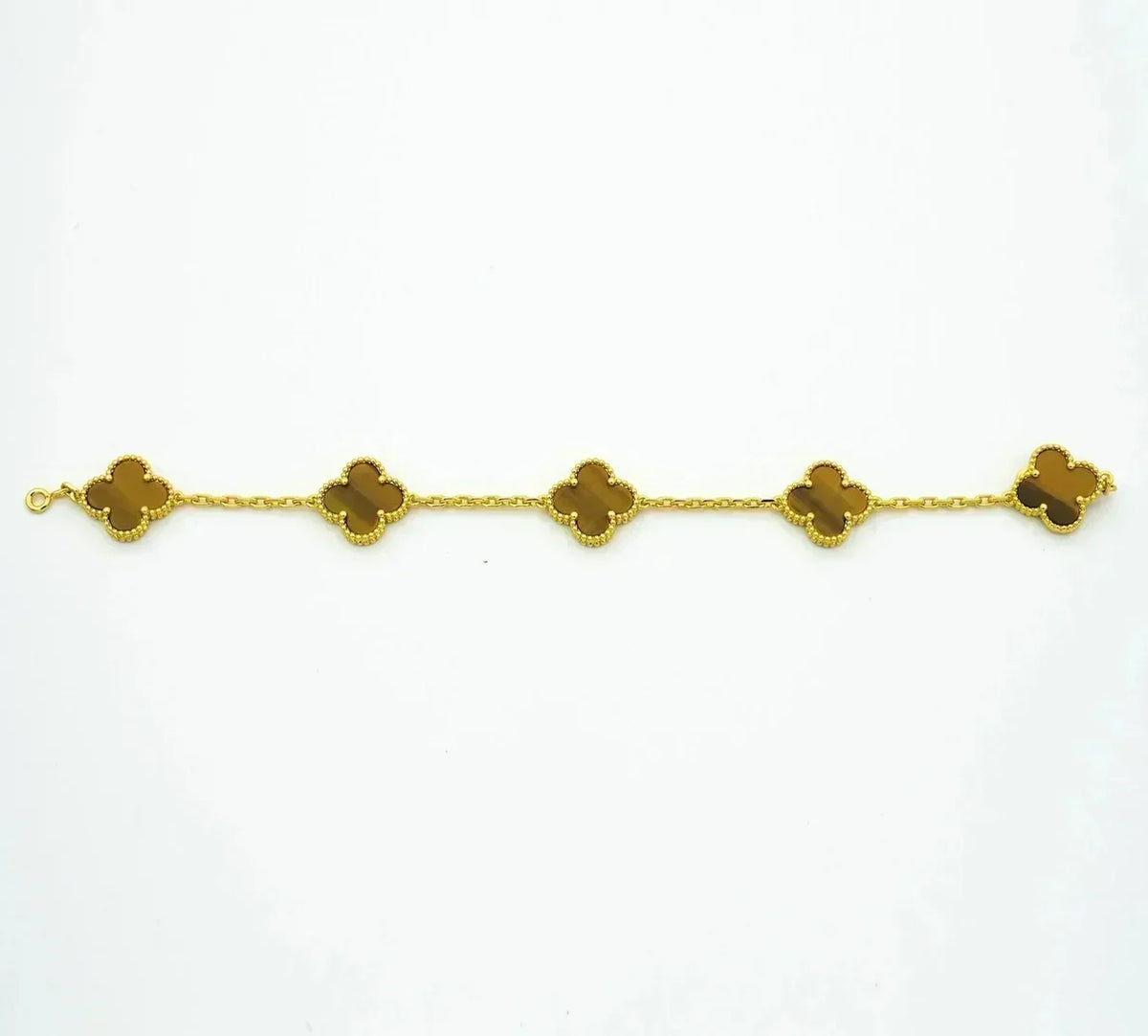 [Aura Jewels]New  CLOVER 5 MOTIFS TIGER EYE BRACELET COLLECTION