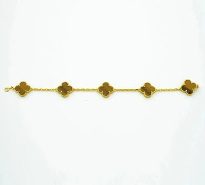 [Aura Jewels]New  CLOVER 5 MOTIFS TIGER EYE BRACELET COLLECTION