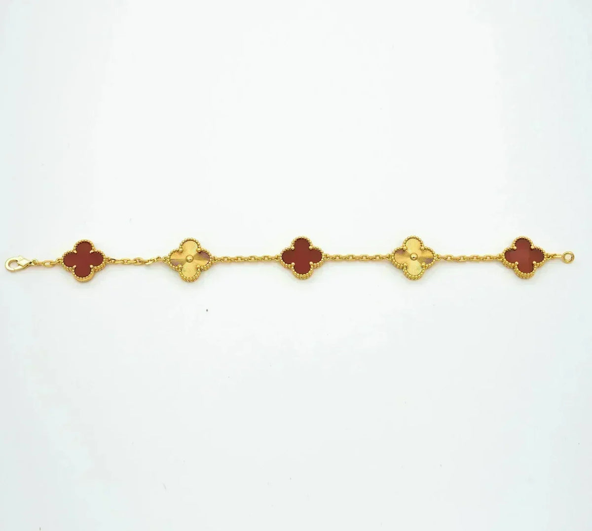 [Aura Jewels]New  CLOVER 5 MOTIF RED CORNELIAN BRACELET COLLECTION