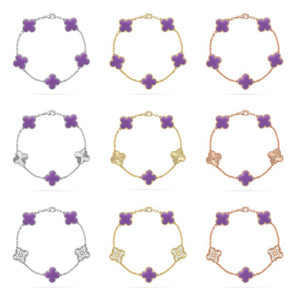 [Aura Jewels]New CLOVER 5 MOTIF LIGHT PURPLE BRACELET COLLECTION