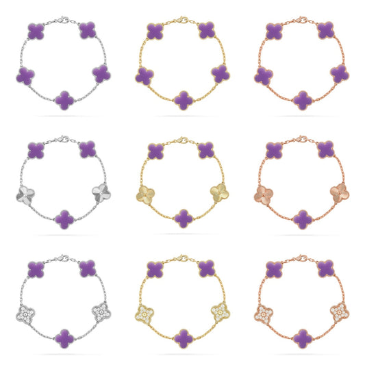 [Aura Jewels]New CLOVER 5 MOTIF LIGHT PURPLE BRACELET COLLECTION