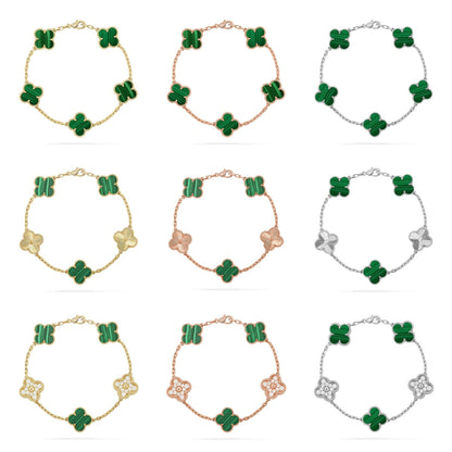[Aura Jewels]New  CLOVER 5 MOTIF MALACHITE BRACELET COLLECTION