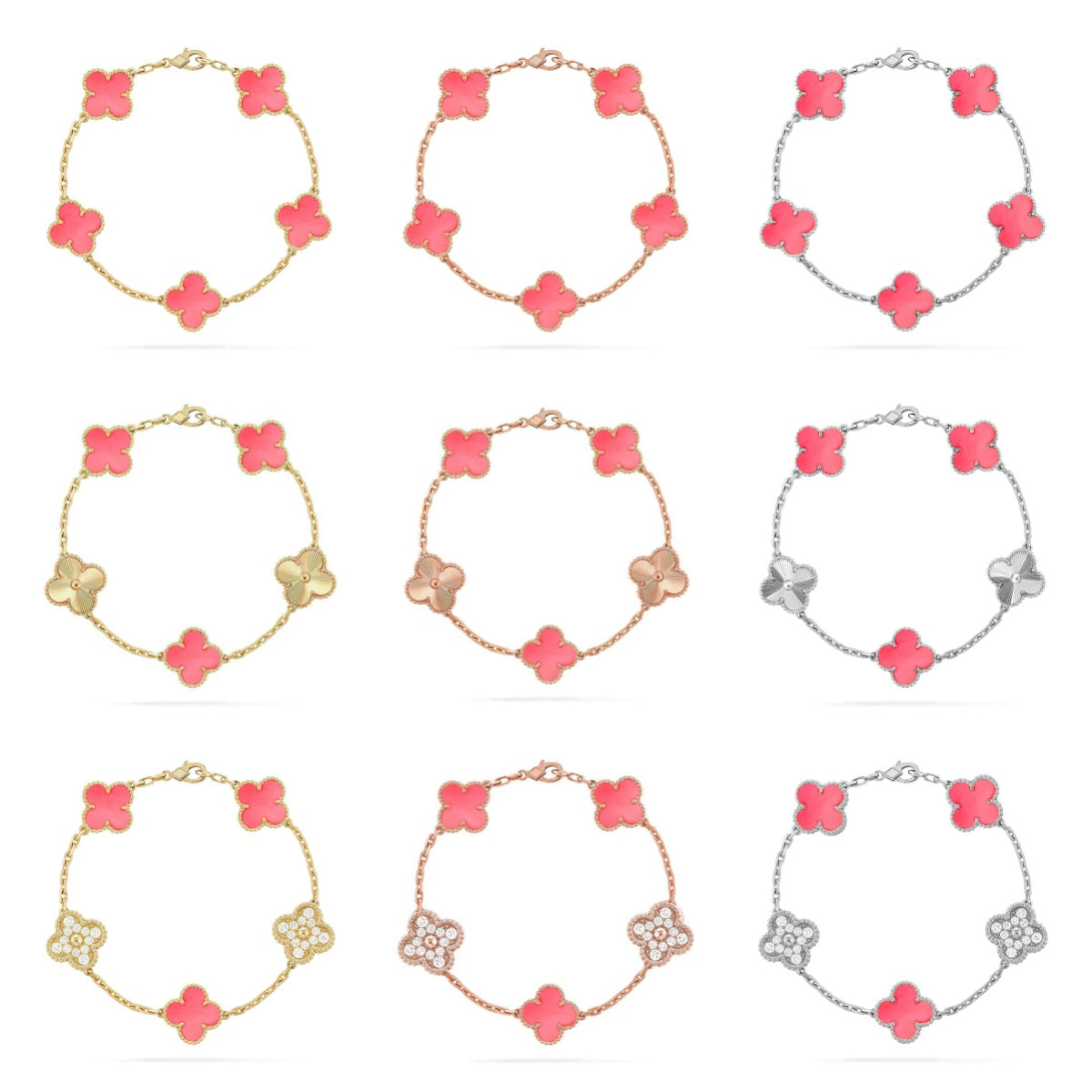 [Aura Jewels]New  CLOVER 5 MOTIFS  PINK MOP BRACELET COLLECTION