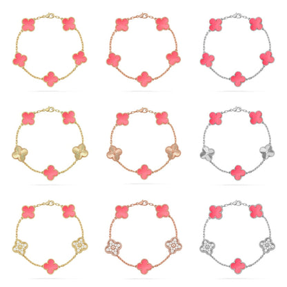 [Aura Jewels]New  CLOVER 5 MOTIFS  PINK MOP BRACELET COLLECTION