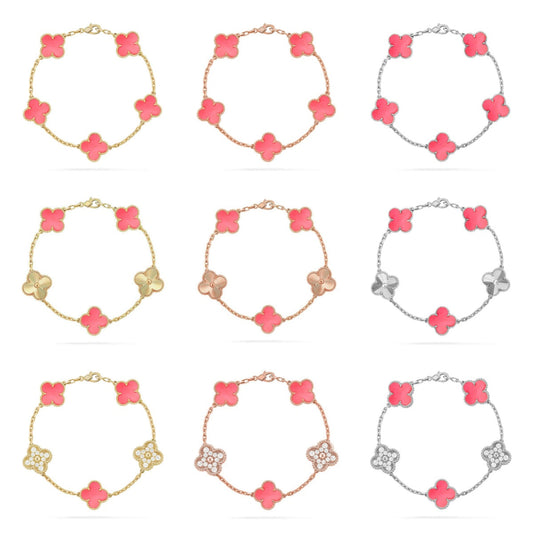 [Aura Jewels]New  CLOVER 5 MOTIFS  PINK MOP BRACELET COLLECTION