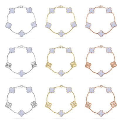 [Aura Jewels]New  CLOVER 5 MOTIF PURPLE CHALCEDONY BRACELET COLLECTION